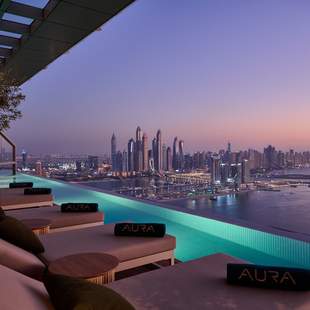 Aura Sky pool sun set Dubai at its Best