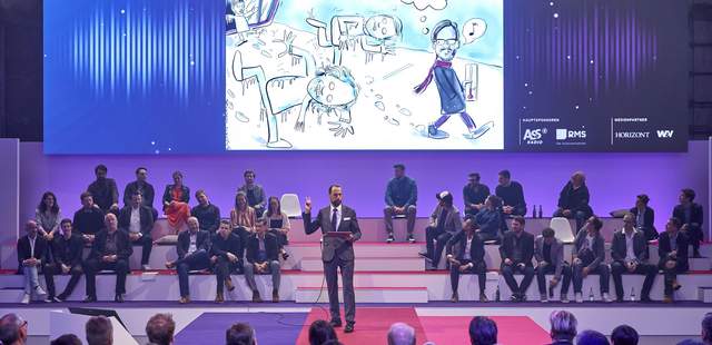 Moderator mit Cartoons: Stefan Wirkus Moderator, Moderation, Redner, Speaker