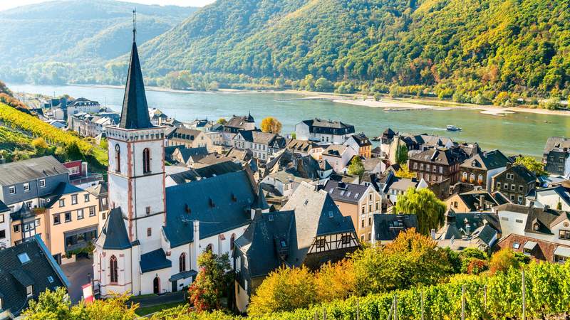 Blick über Rüdesheim bei Sonnenschein