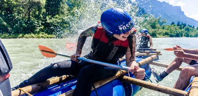 Floßau Teamchallenge Floßbau Bayern, Floßbau Berchtesgaden, Teamchallenge, Rafting