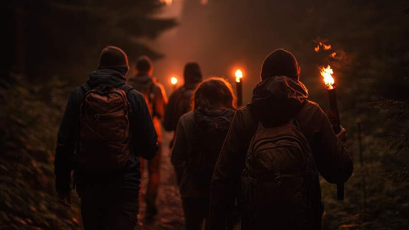 Wandern im Dunkeln im Thüringer Wald