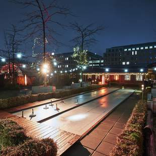 Winterzauber bei BeachMitte Eisstockschießen am Fackelstrand