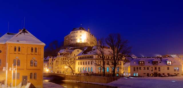 Oberes Schloss bei Nacht Stadtverwaltung Greiz - Tourist-Information