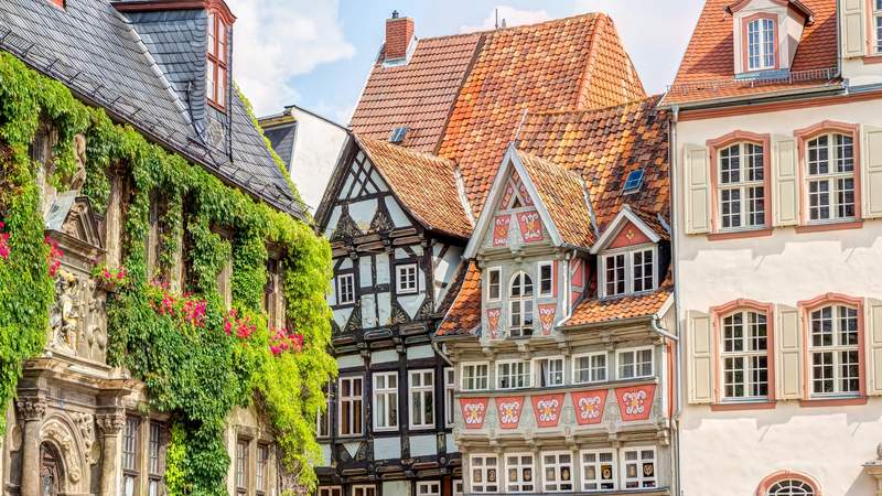 Fachwerkhäuser in der Welterbestadt Quedlinburg im Harz