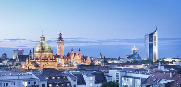 Leipzig Panorama bei Nacht