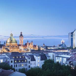 Leipzig Panorama bei Nacht