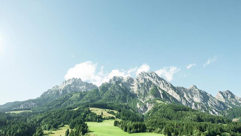 Blick auf das Steinbergmassiv von Leogang