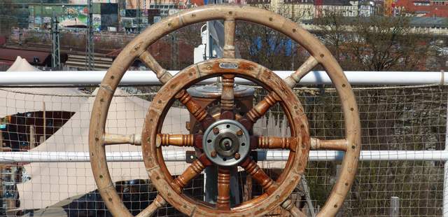 Blick auf München Blick auf München hinter Steuerrad der Alten Utting